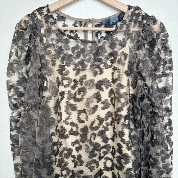 Anthropologie Eva Franco Womens Size Small Sheer  Leopard Top - Picture 3 of 14
